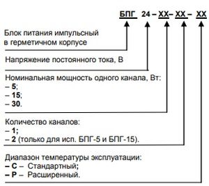 Расшифровка блоков питания БПГ 24-ХХ-ХХ-ХХ